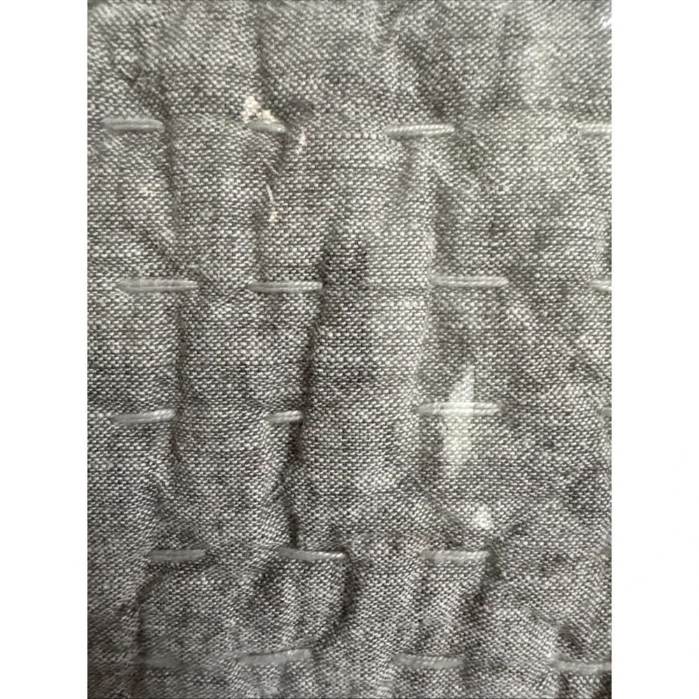 Pottery Barn Pick-Stitch Handcrafted Cotton Linen Quilt Full Queen Light Gray